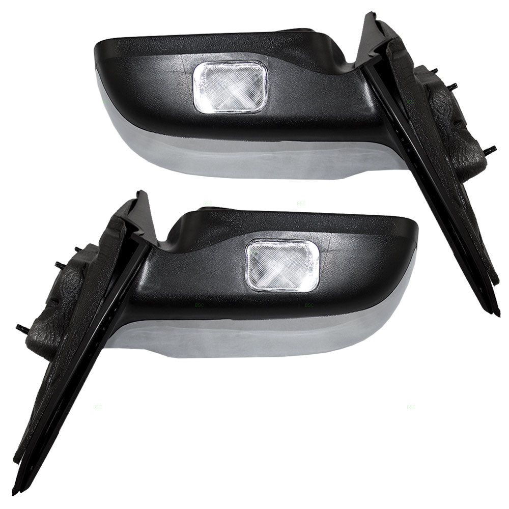Replacement Driver and Passenger Power Side Mirrors Heated Memory Puddle Lamp Black Base w/ Chrome Cover Compatible with 07-12 MKZ
