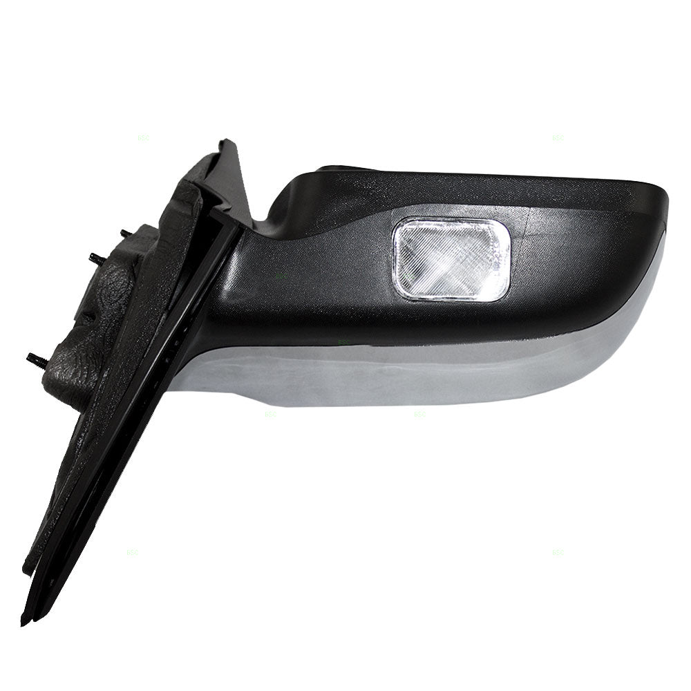 Replacement Passengers Power Side View Mirror Heated Memory Puddle Lamp Black Base w/ Chrome Cover Compatible with 07-10 MKZ
