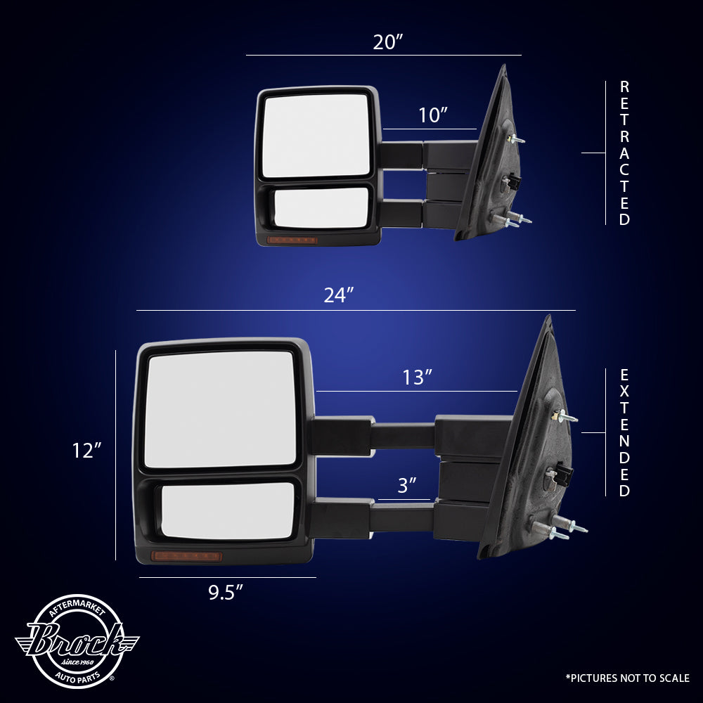 Power Mirror for 2008-2014 F-150 Extendable Turn Signal Indicator Puddle Lamp Memory Heated 9L3Z17683EC Set FO1320388