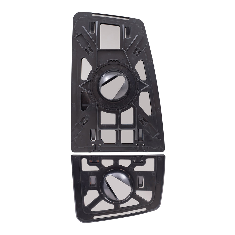 Upper and Lower Manual Tow Mirror Glass & Base Set without Heat Compatible with 2016-2019 F-650 SD and F-750 SD Driver's side