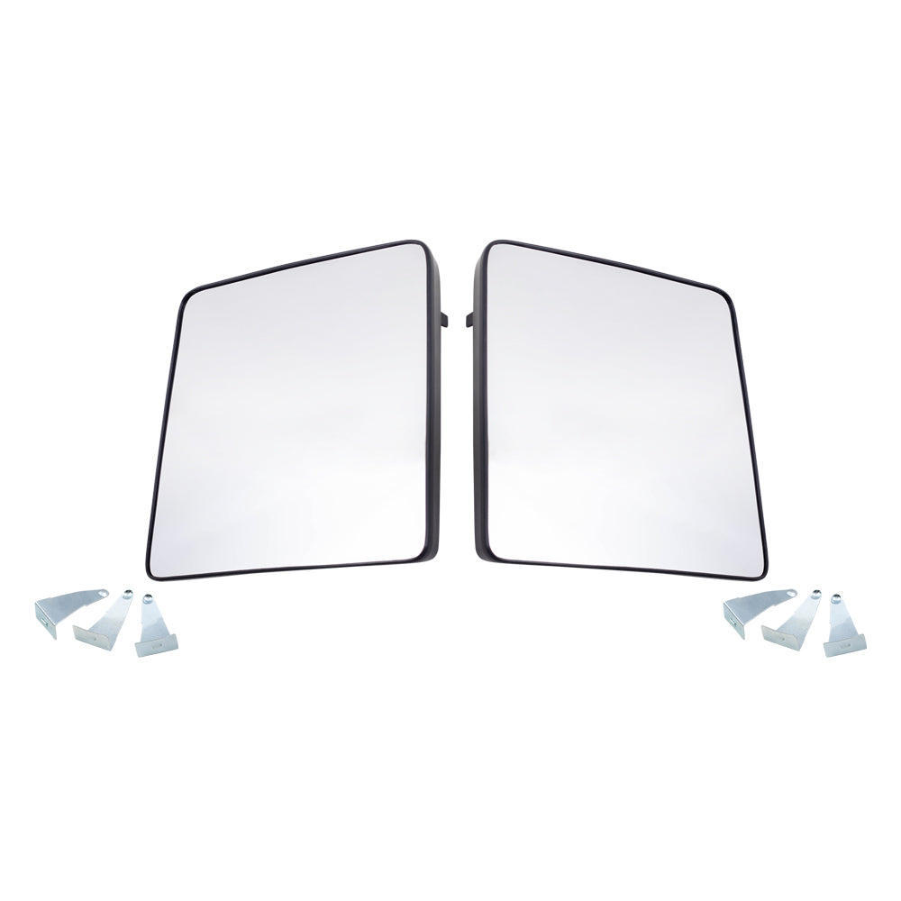 Brock Replacement Pair Upper Manual Tow Mirror Glass with Bases Compatible with 08-16 Super Duty Pickup