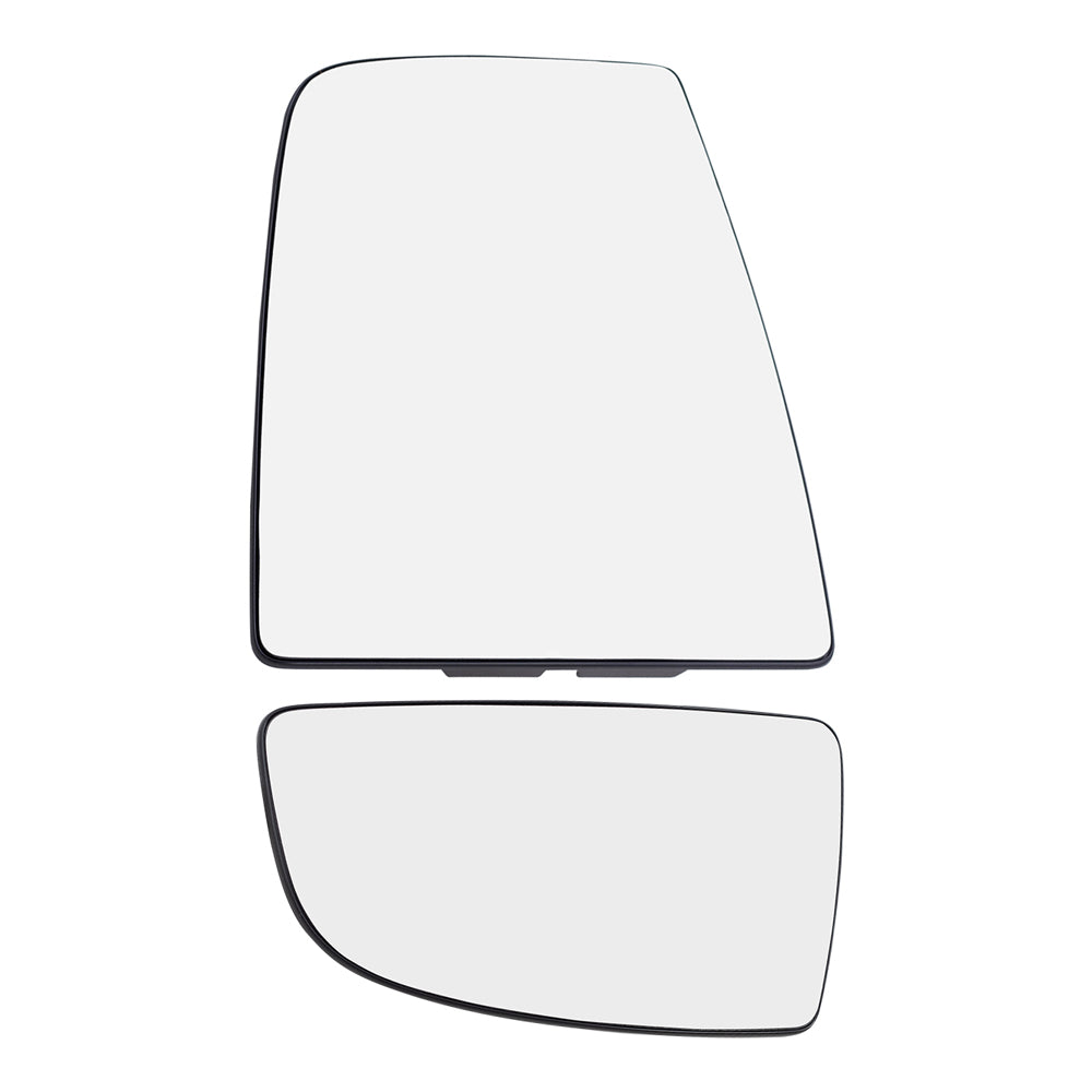 Brock Replacement Driver Side Upper and Lower Tow Mirrors Glass & Base Set Compatible with 2015-2020 Transit