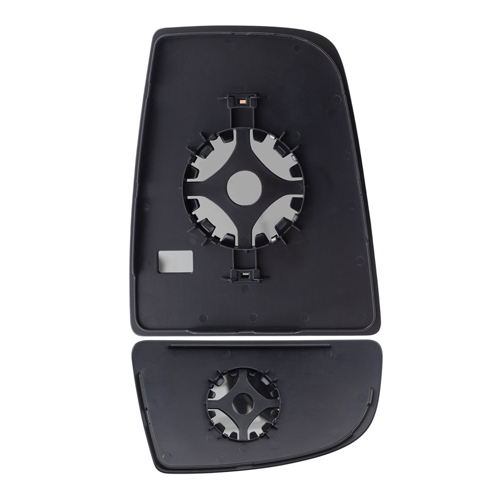 Brock Replacement Driver Side Upper and Lower Tow Mirrors Glass & Base Set Compatible with 2015-2020 Transit