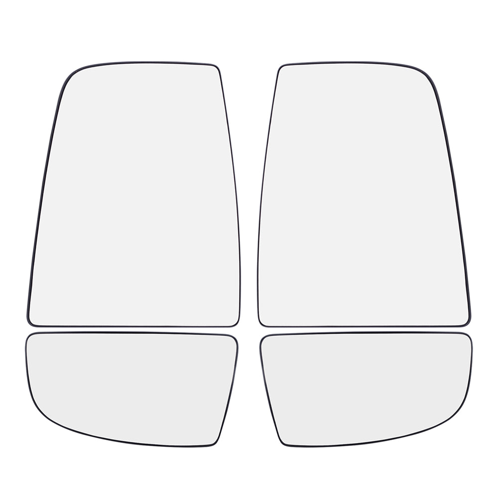 Brock Replacement Driver and Passenger Side Tow Mirrors Glass & Base 4 Piece Set Compatible with 2015-2020 Transit