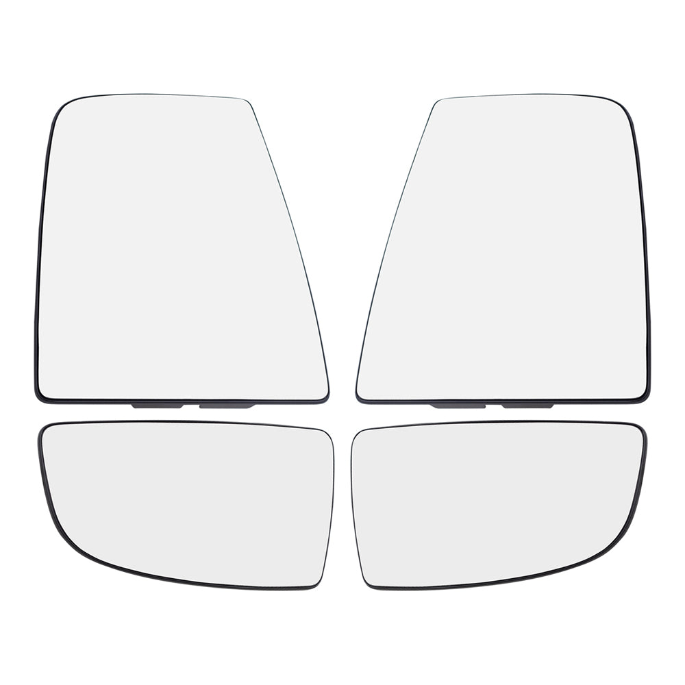 Brock Replacement Driver and Passenger Side Tow Mirrors Glass & Base 4 Piece Set Compatible with 2015-2020 Transit