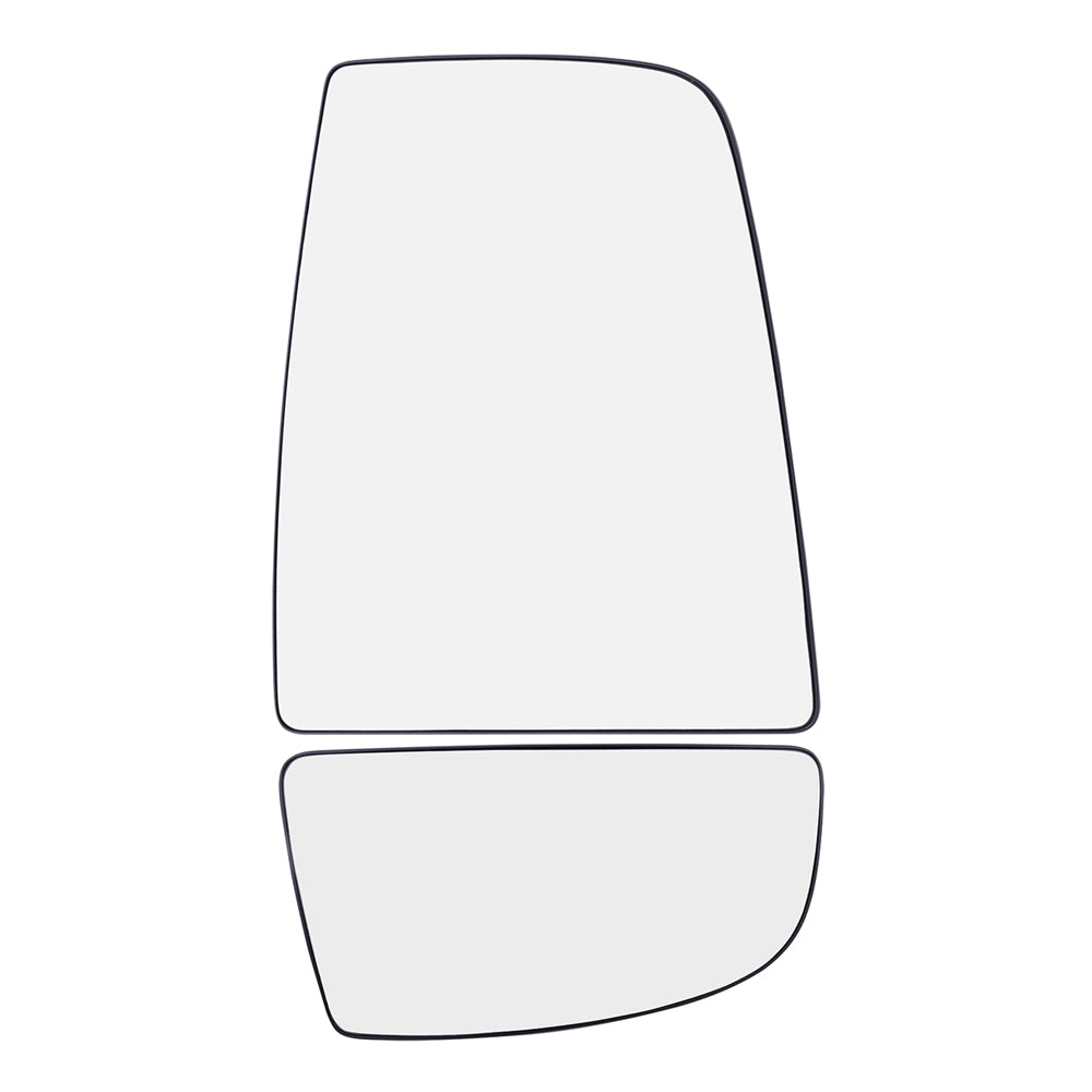 Brock Replacement Passenger Side Upper and Lower Tow Mirrors Glass & Base Set Compatible with 2015-2020 Transit