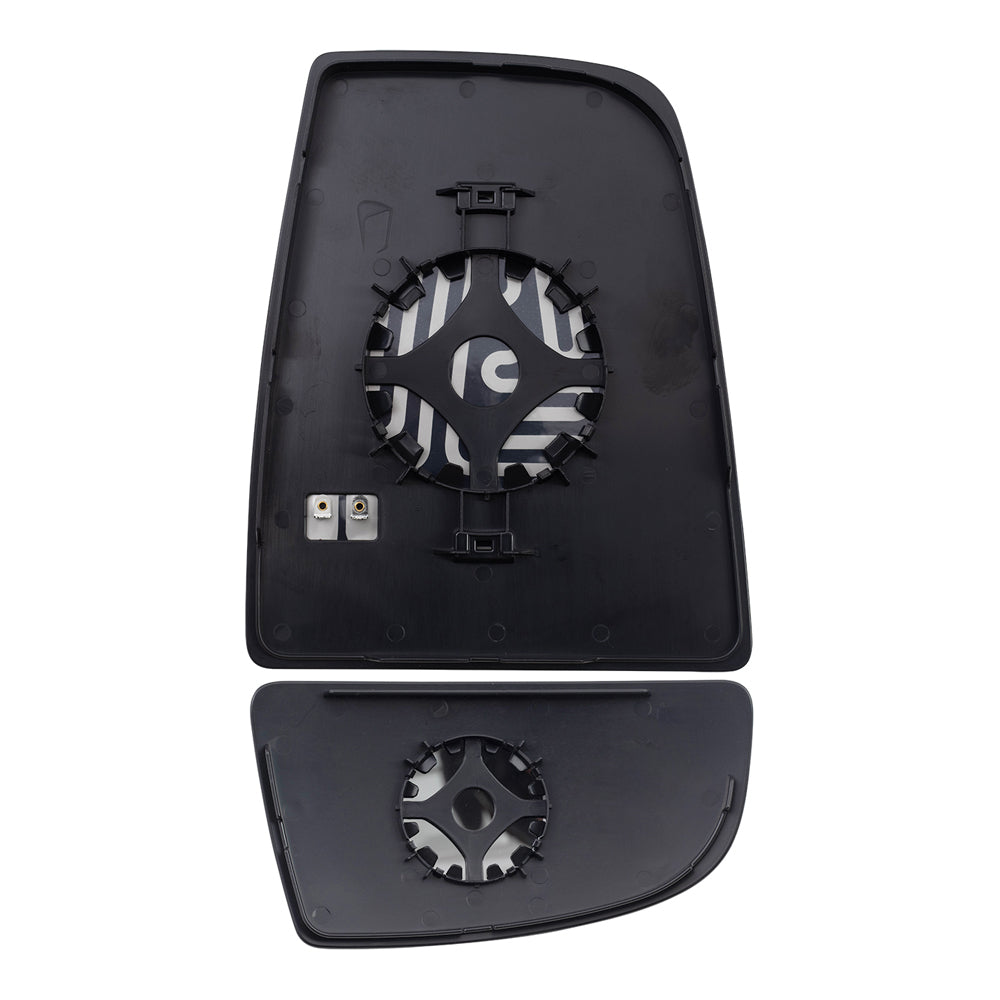 Brock Replacement Driver Side Upper and Lower Tow Mirrors Glass & Base Set Compatible with 2015-2020 Transit