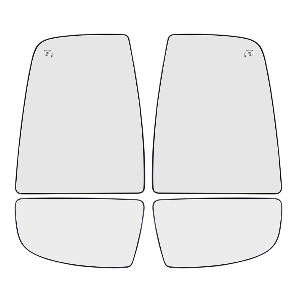 Brock Replacement Driver and Passenger Side Tow Mirrors Glass & Base 4 Piece Set Compatible with 2015-2020 Transit