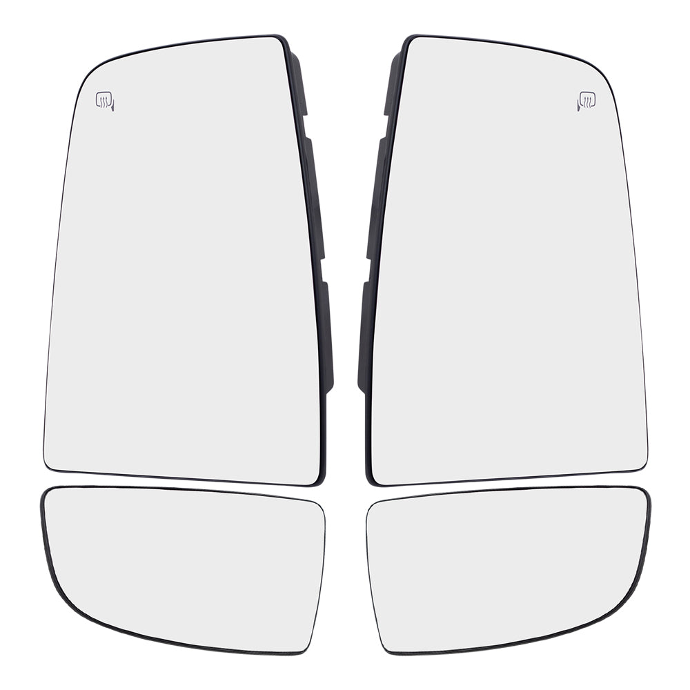 Brock Replacement Driver and Passenger Side Tow Mirrors Glass & Base 4 Piece Set Compatible with 2015-2020 Transit