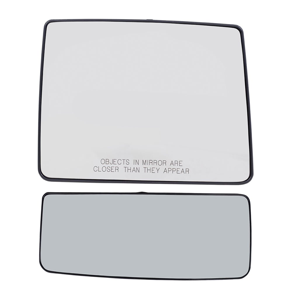 Brock Replacement Passengers Upper and Lower Tow Mirror Glass and Bases with Heat Compatible with 07-12 F150 F-150 7L3Z17K707C 7L3Z17K707E
