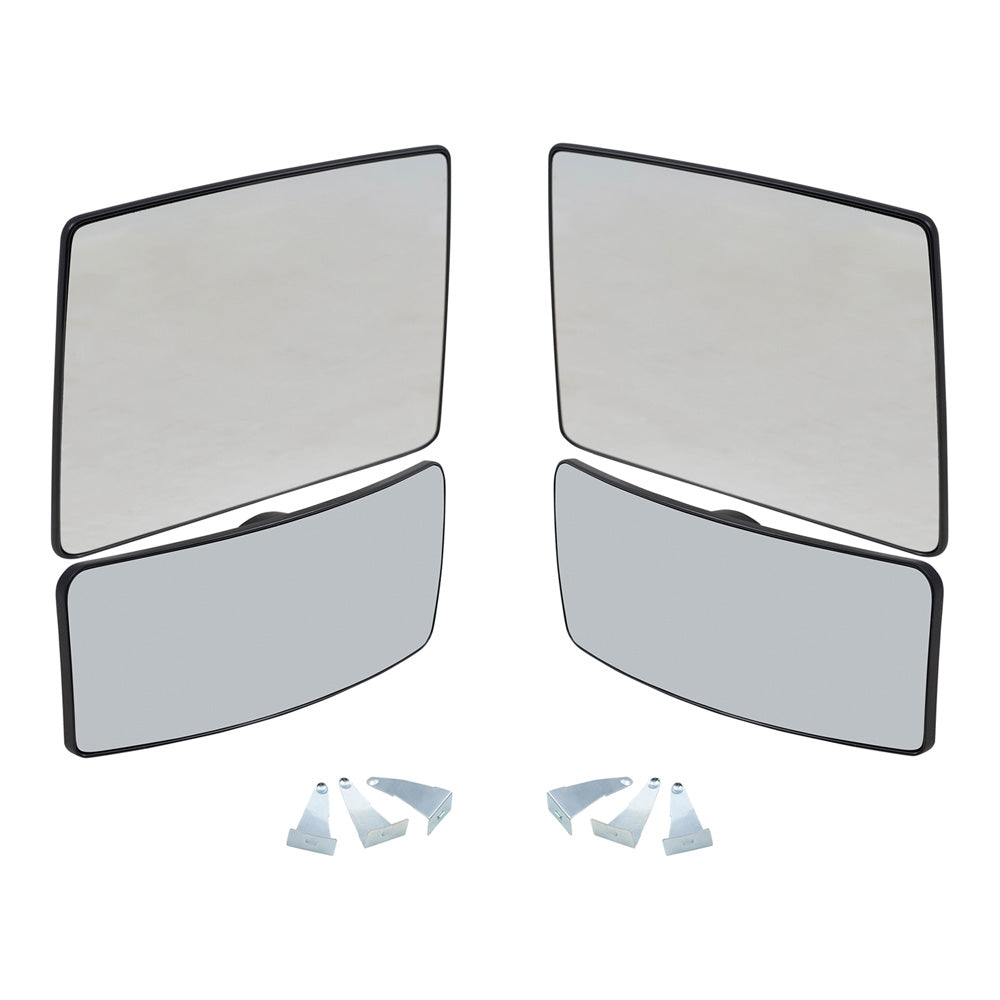 Brock Replacement Drivers and Passengers Upper and Lower Tow Mirror Glass and Bases w/o Heat Compatible with 07-12 F150 F-150