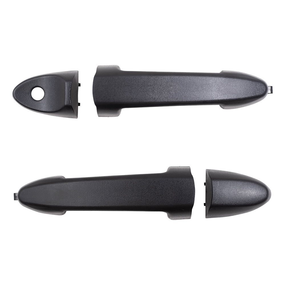 Brock Replacement Pair Set Outside Front Door Handles & Caps Textured Compatible with 01-12 Escape Mariner Tribute & Hybrid ZZCA58413A70 AL8Z78218B08AA