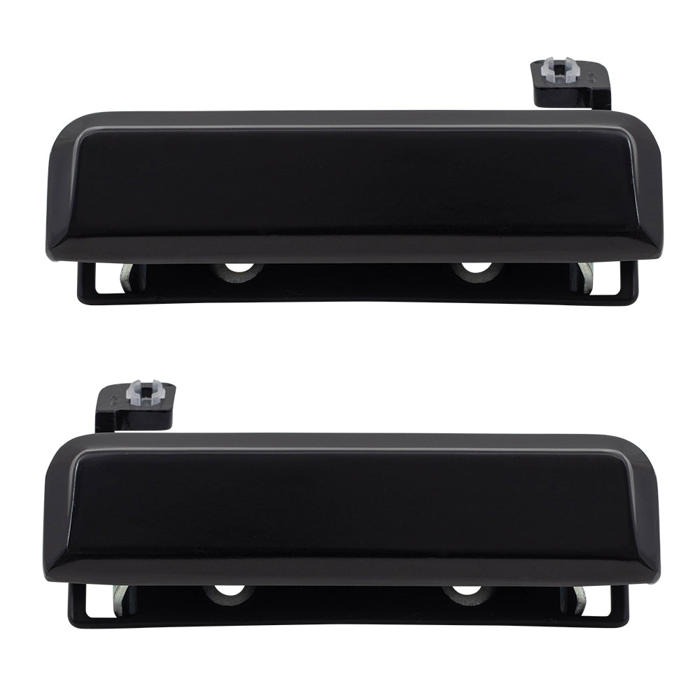 Brock Replacement Pair Set Front Outside Exterior Door Handles Black Metal Compatible with 1987-1993 Mustang E3FZ6122405B E3FZ6122404B