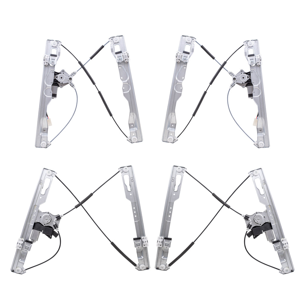 Brock Aftermarket Replacement Part Driver & Passenger Side Power Window Regulators w/Motor 4 Piece Set Compatible with 2011-2014 Ford F-150 Crew Cab ONLY