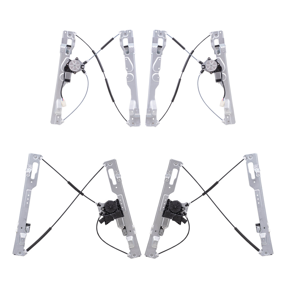 Brock Aftermarket Replacement Part Driver & Passenger Side Power Window Regulators w/Motor 4 Piece Set Compatible with 2011-2014 Ford F-150 Crew Cab ONLY