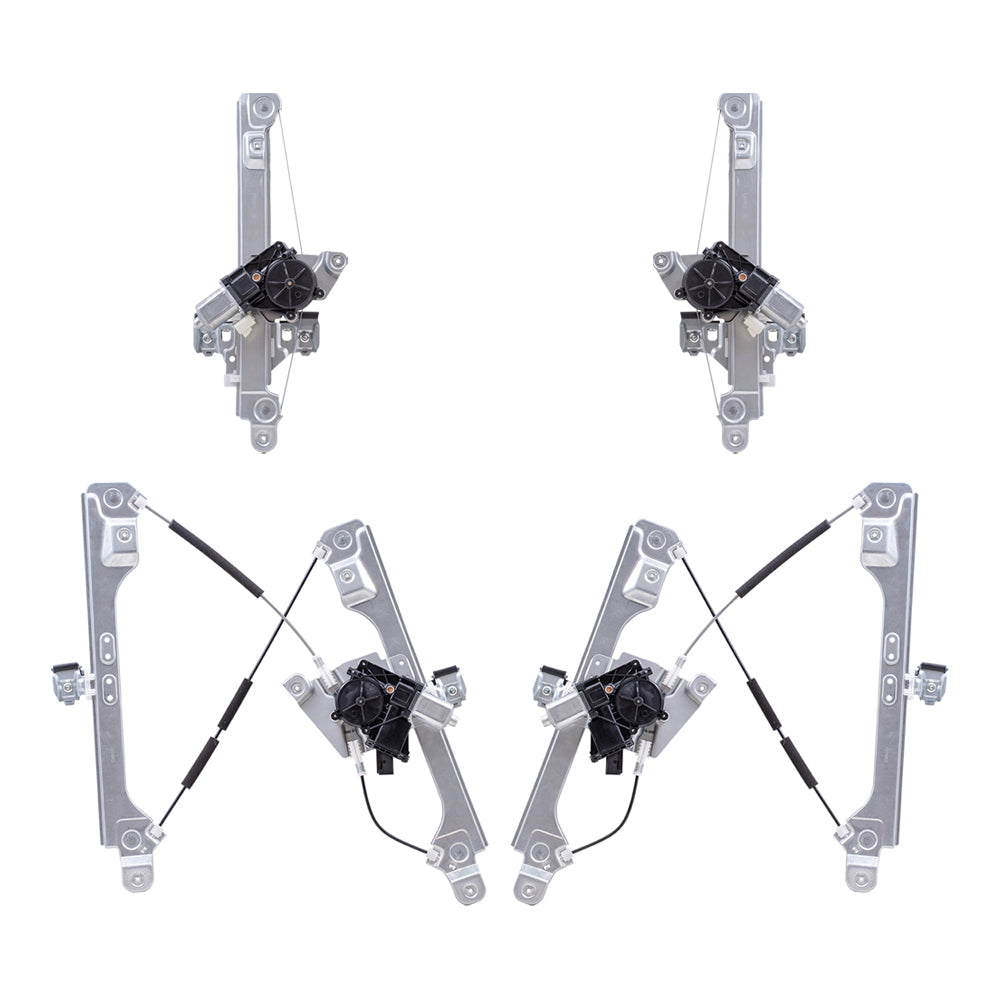 Brock Replacement Driver and Passenger Side Power Window Regulators with Motor-6 Pin Connector and One-touch Open/Close 4 Piece Set Compatible with 2013-2019 Escape