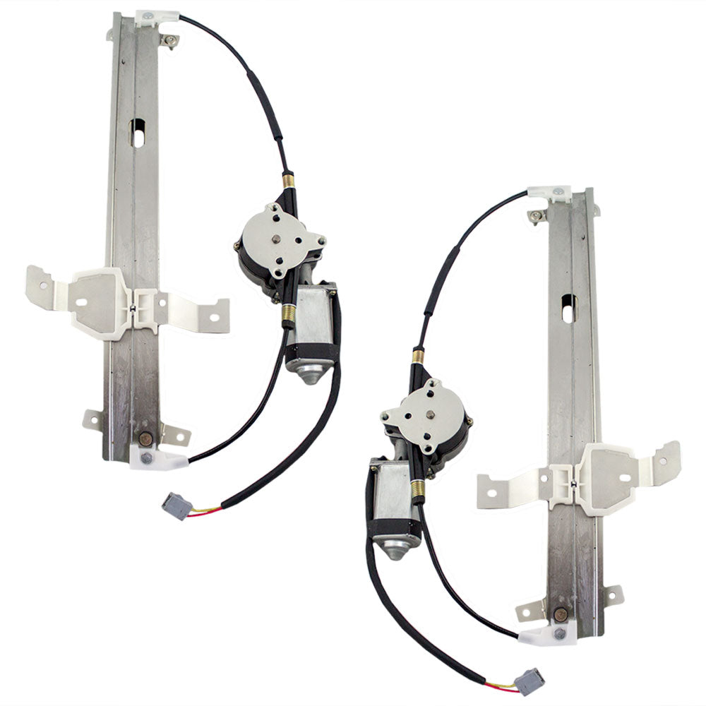 Brock Replacement Driver and Passenger Front Power Window Regulators with Motors Compatible with 1990-1993 Town Car