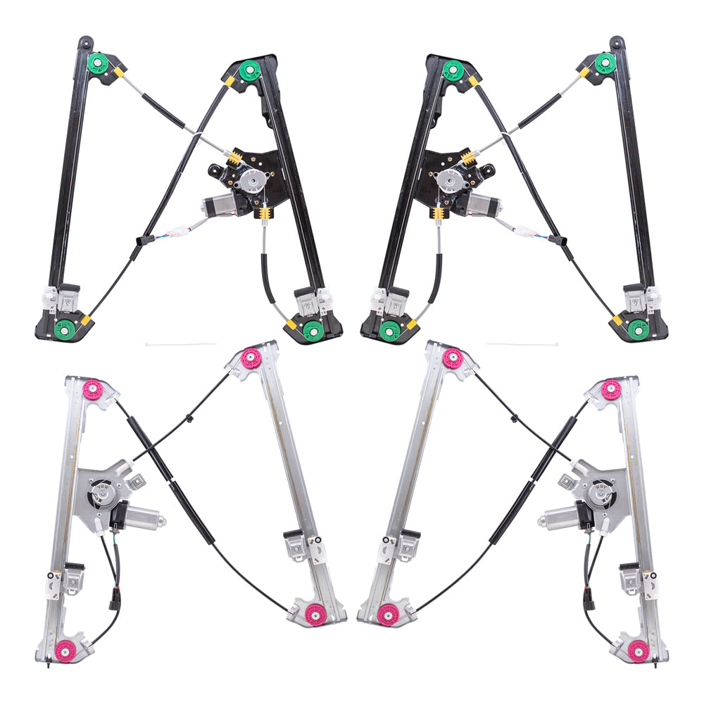 Brock Aftermarket Replacement Front and Rear Driver Left Passenger Right Power Window Regulators with Motor 4 Piece Set Compatible with 2004-2008 Ford F-150