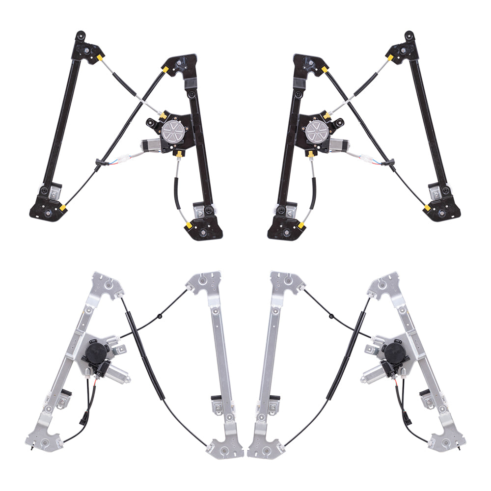 Brock Aftermarket Replacement Front and Rear Driver Left Passenger Right Power Window Regulators with Motor 4 Piece Set Compatible with 2004-2008 Ford F-150