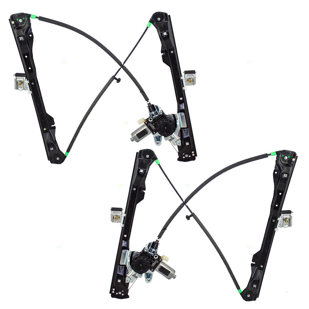 Brock Replacement Driver and Passenger Front Power Window Lift Regulators with Motors Compatible with 2000-2007 Focus 3 Door Hatchback 6S4Z6123201BB 6S4Z6123200BB