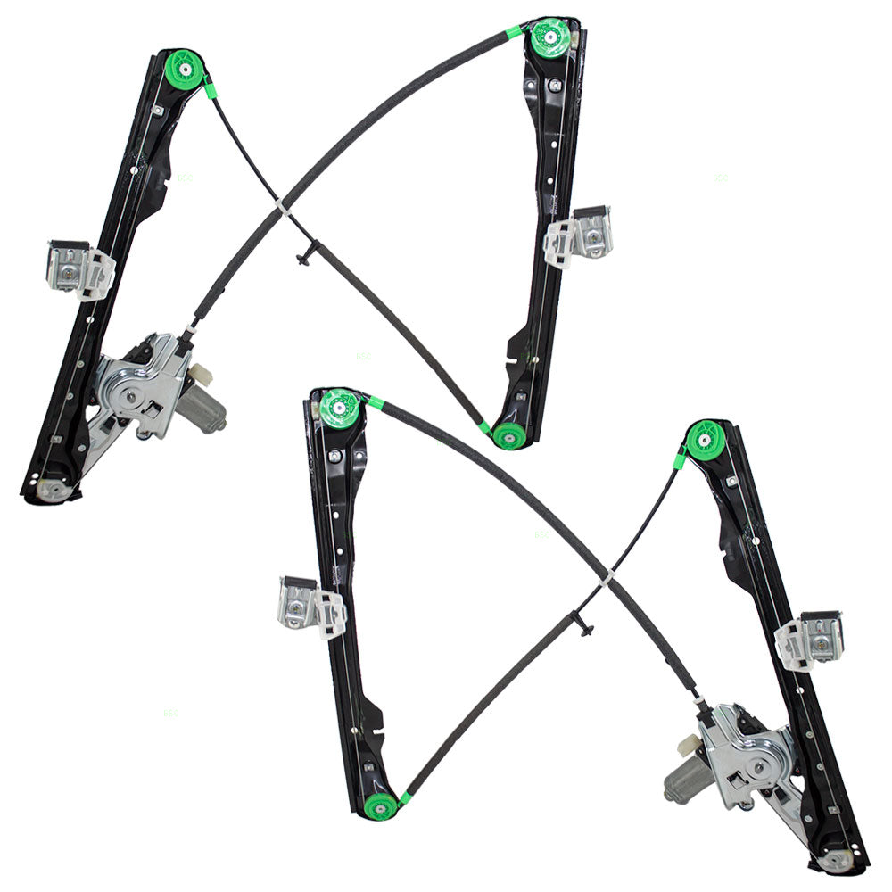 Brock Replacement Driver and Passenger Front Power Window Lift Regulators with Motors Compatible with 2000-2007 Focus 3 Door Hatchback 6S4Z6123201BB 6S4Z6123200BB