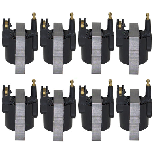 Brock Replacement 8 Piece Set of Eight Ignition Spark Plug Coils Compatible with 1984-1997 F100 F150 F250 F350 Pickup Truck 8 cyl