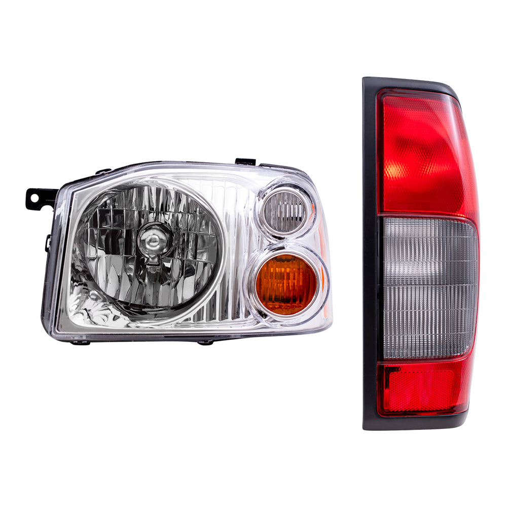 Brock Replacement Headlights with Tail Lights Compatible with 2001 2002 2003 2004 Frontier