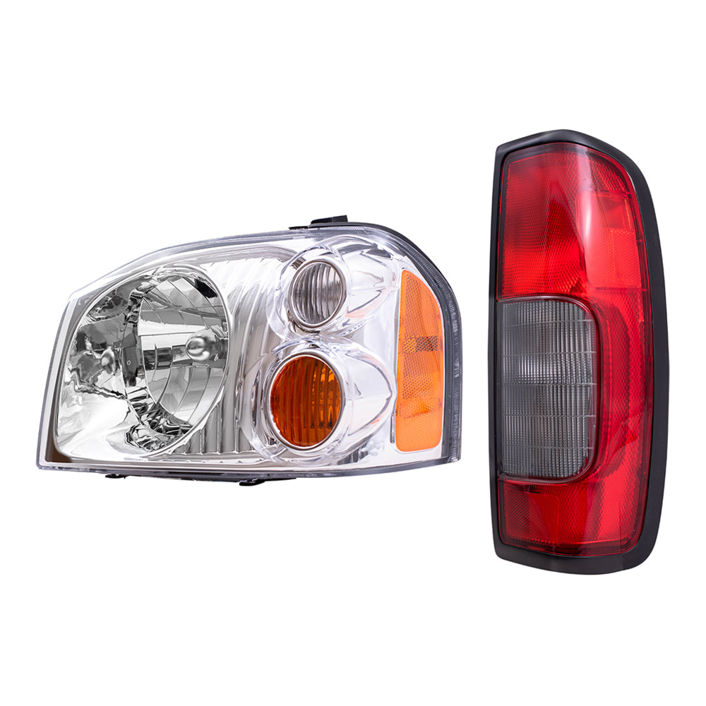 Brock Replacement Headlights with Tail Lights Compatible with 2001 2002 2003 2004 Frontier