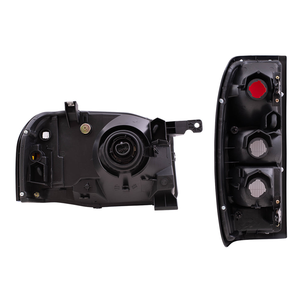 Brock Replacement Headlights with Tail Lights Compatible with 2001 2002 2003 2004 Frontier