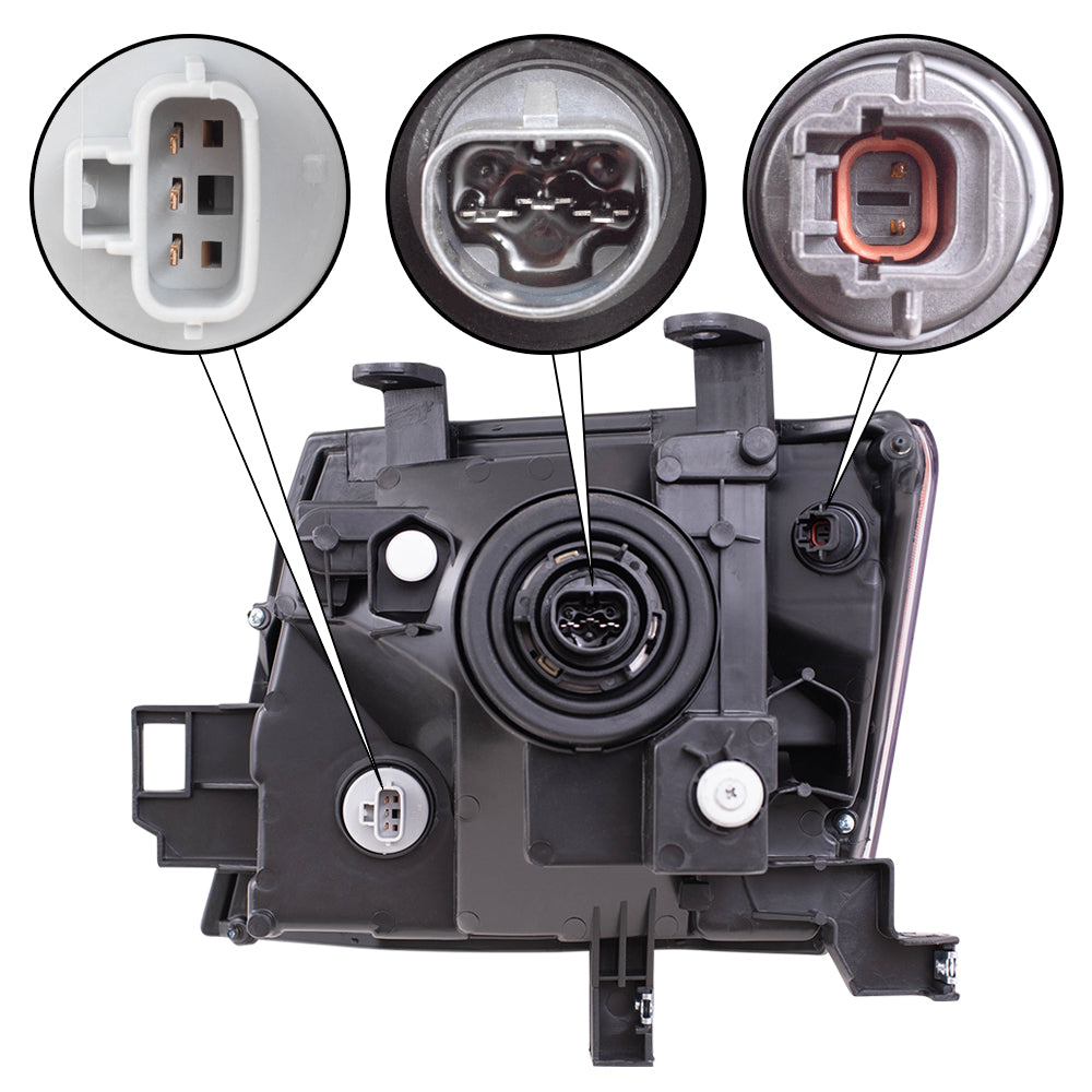 Brock Replacement Passenger Side Halogen Combination Headlight Assembly with Black Bezel Compatible with 2009-2015 Xterra S/X Models