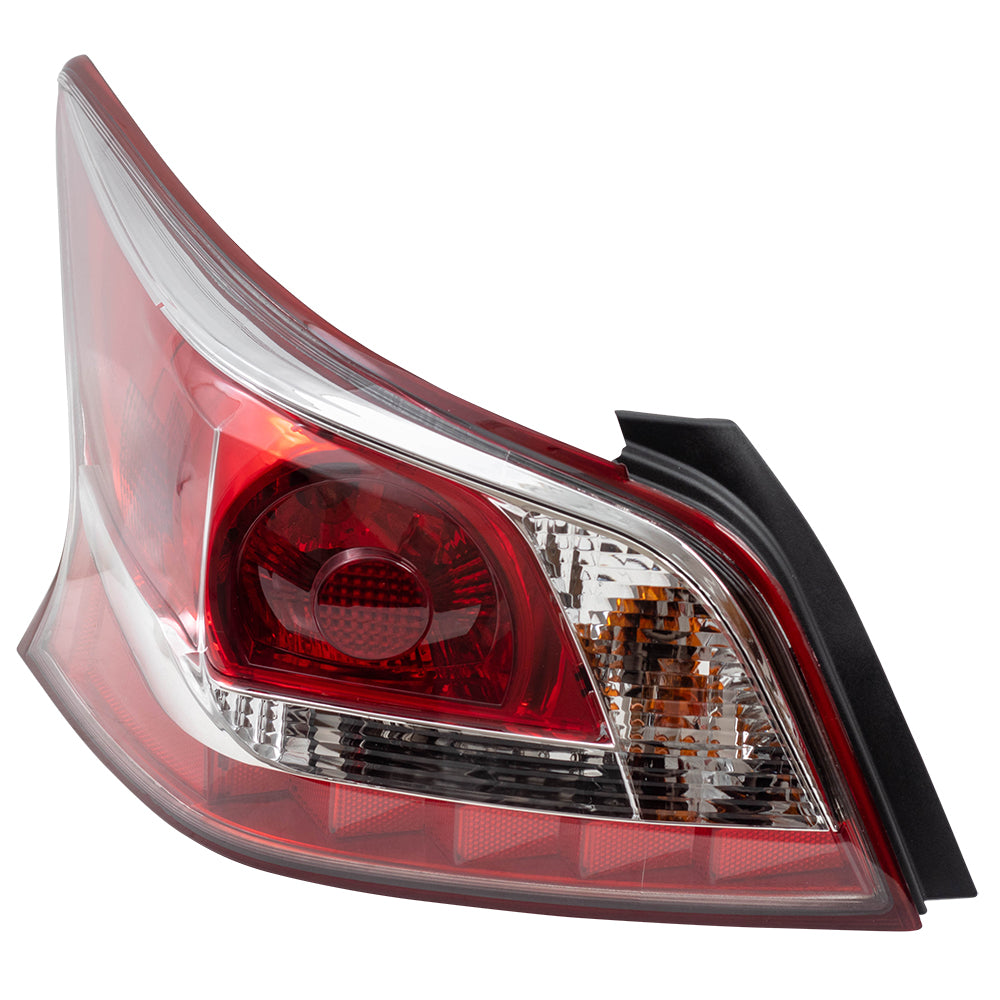 Brock Replacement Drivers Taillight Tail Lamp Lens with Red Edge Trim Compatible with 2013-2015 Altima Sedan 26555-3TA0B