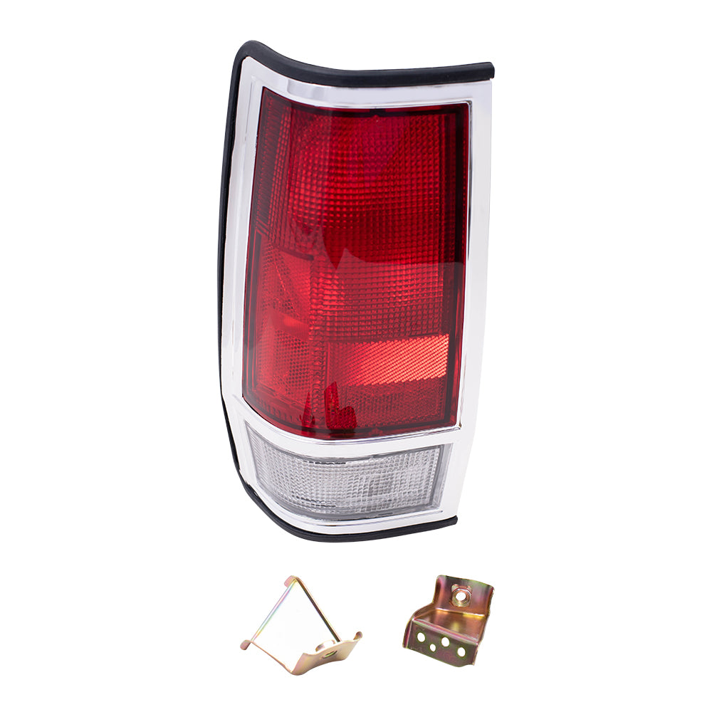 Brock Replacement Drivers Taillight Tail Lamp with Chrome Trim Compatible with 85-86 Pickup Truck 2655580W00