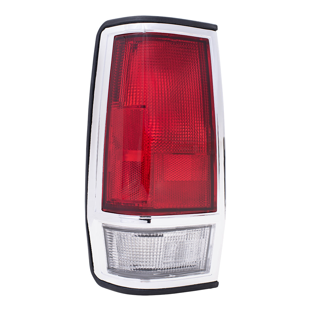 Brock Replacement Drivers Taillight Tail Lamp with Chrome Trim Compatible with 85-86 Pickup Truck 2655580W00