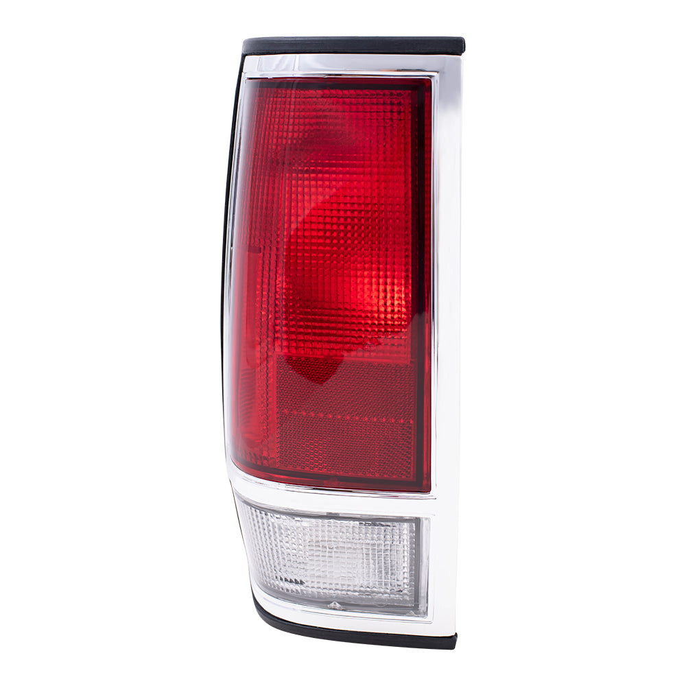 Brock Replacement Drivers Taillight Tail Lamp with Chrome Trim Compatible with 85-86 Pickup Truck 2655580W00