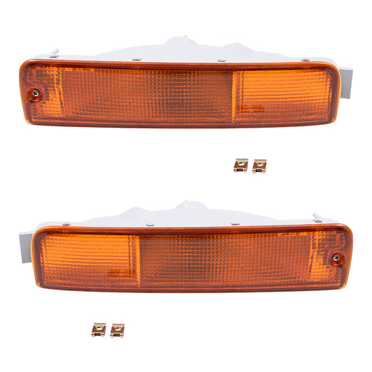 Brock Replacement Set Driver and Passenger Park Signal Front Marker Lights Lamps Lenses Compatible with 96-99 Pathfinder SUV 26135-0W025 26130-0W025