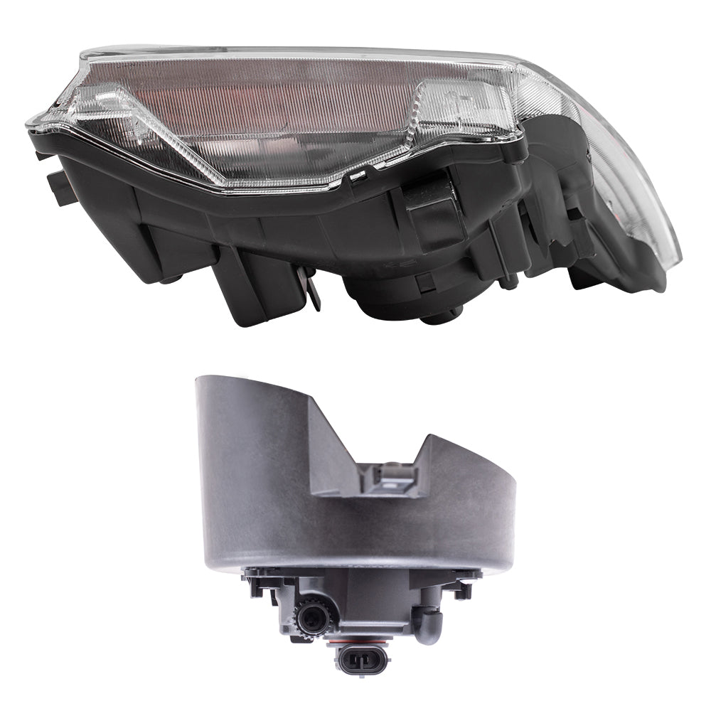 Brock Replacement Driver and Passenger Side Halogen Combination Headlights and Fog Lights 4 Piece Set Compatible with 2005-2008 Frontier with Steel Bumper