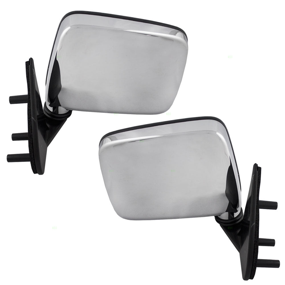 Replacement Set Driver and Passenger Manual Side View Mirrors with Chrome Covers Compatible with 86-97 Pickup Truck NI1320109 NI1321109