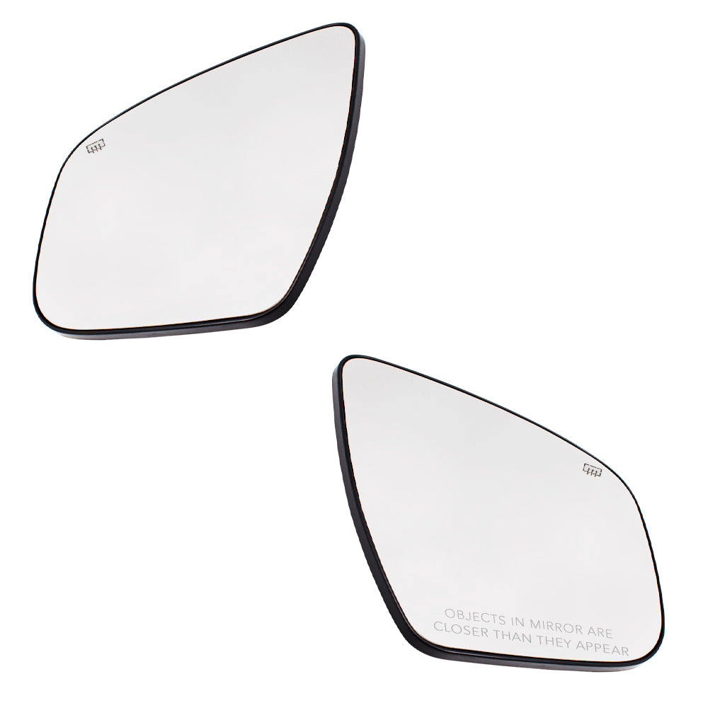 Brock Replacement Pair Set Side View Mirror Glass & Bases Heated Compatible with 963664BA1A 963654BA1A