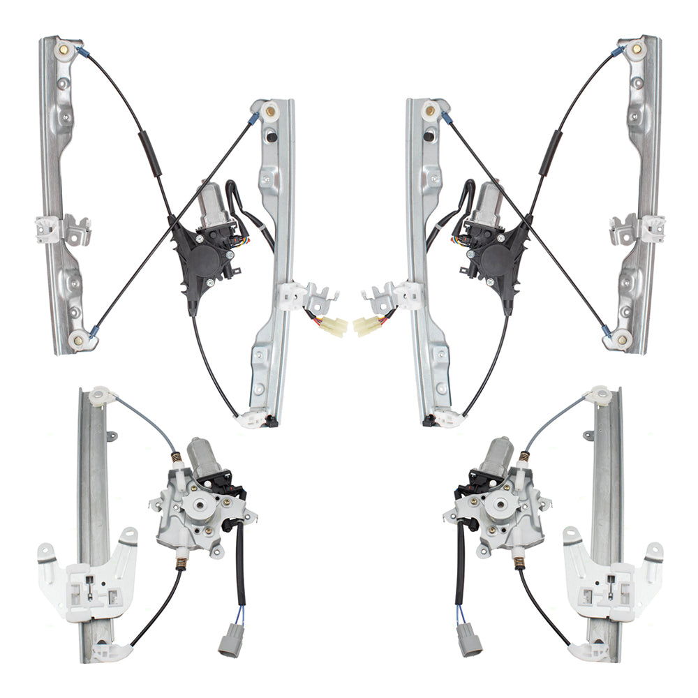 Brock Replacement Driver and Passenger Side Power Window Regulators with Motor 4 Piece Set Compatible with 2008-2013 Rogue & 2014-2015 Rogue Select