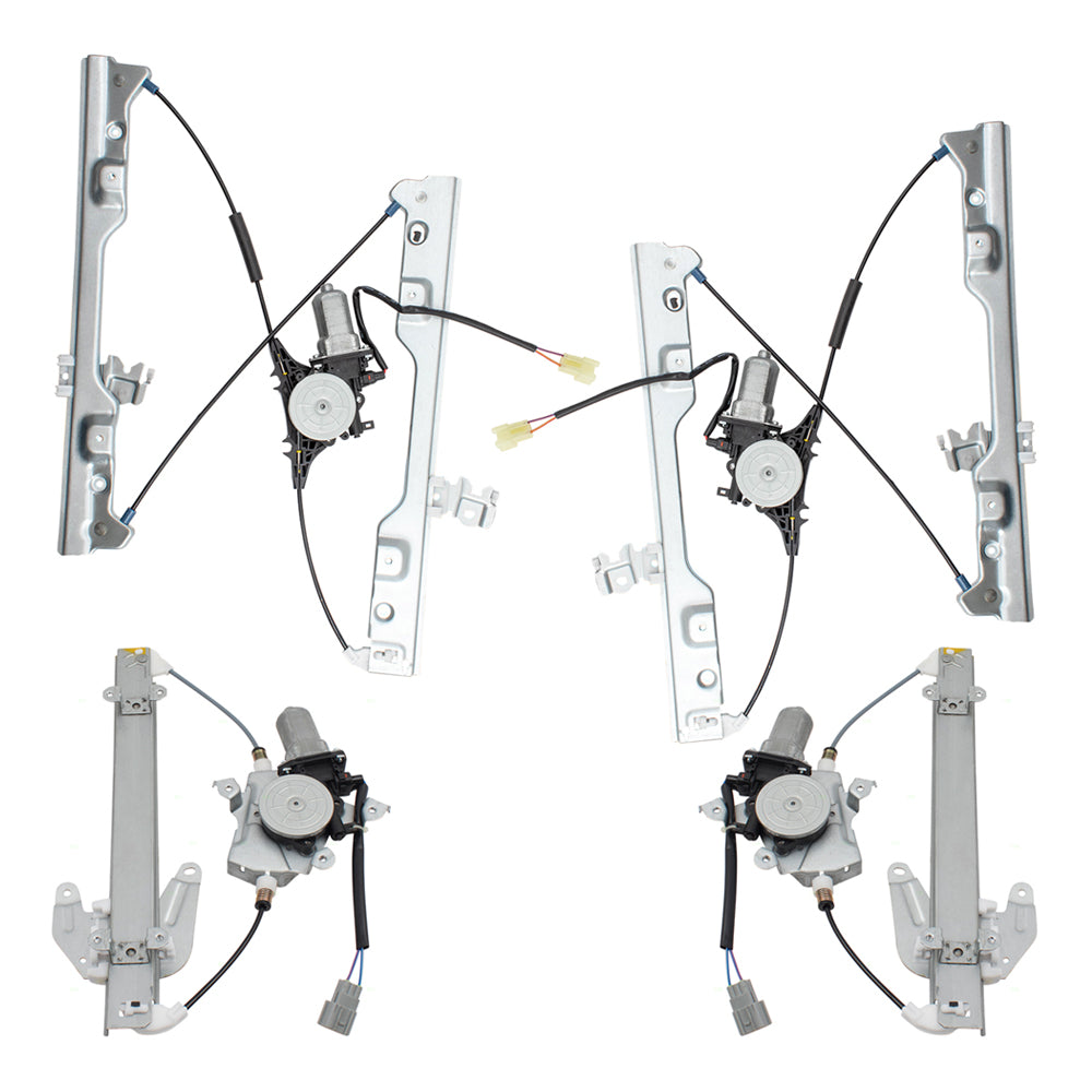 Brock Replacement Driver and Passenger Side Power Window Regulators with Motor 4 Piece Set Compatible with 2008-2013 Rogue & 2014-2015 Rogue Select
