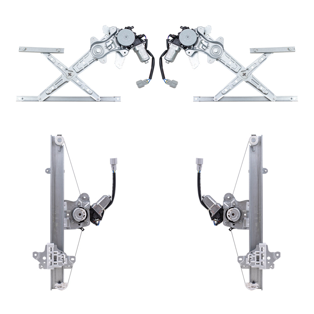 Brock Aftermarket Replacement Front and Rear Driver Left Passenger Right Power Window Regulator 4 Piece Set with Motor Compatible with 2013-2019 Nissan Sentra