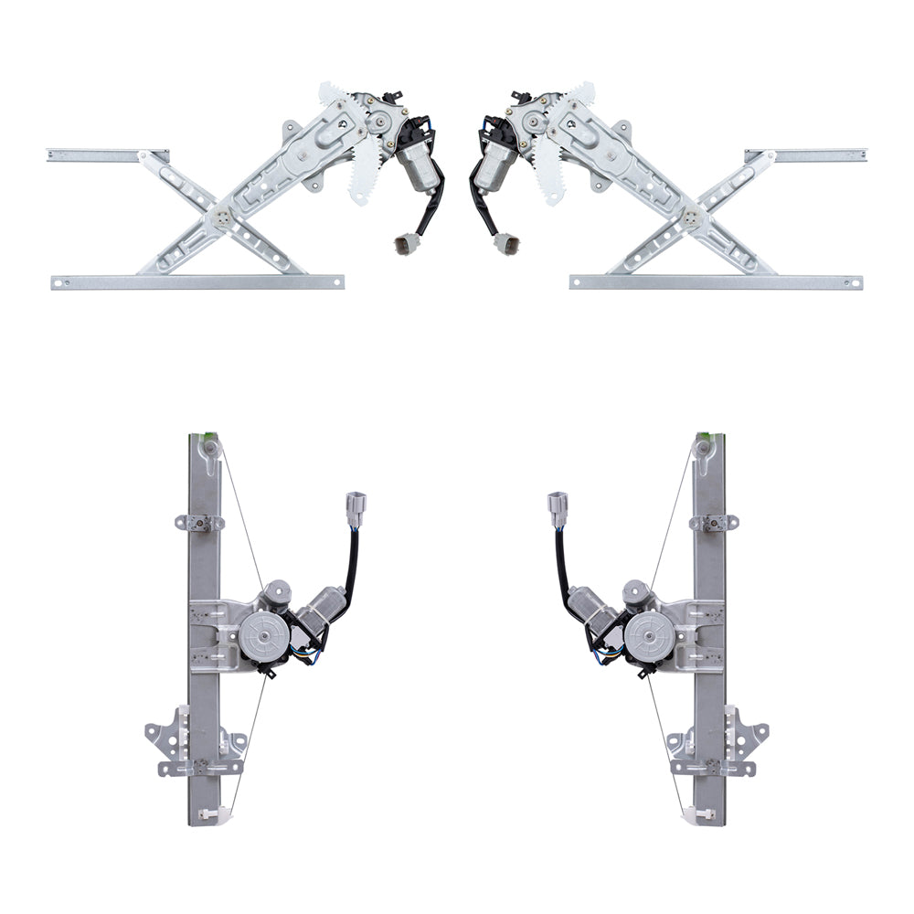 Brock Aftermarket Replacement Front and Rear Driver Left Passenger Right Power Window Regulator 4 Piece Set with Motor Compatible with 2013-2019 Nissan Sentra
