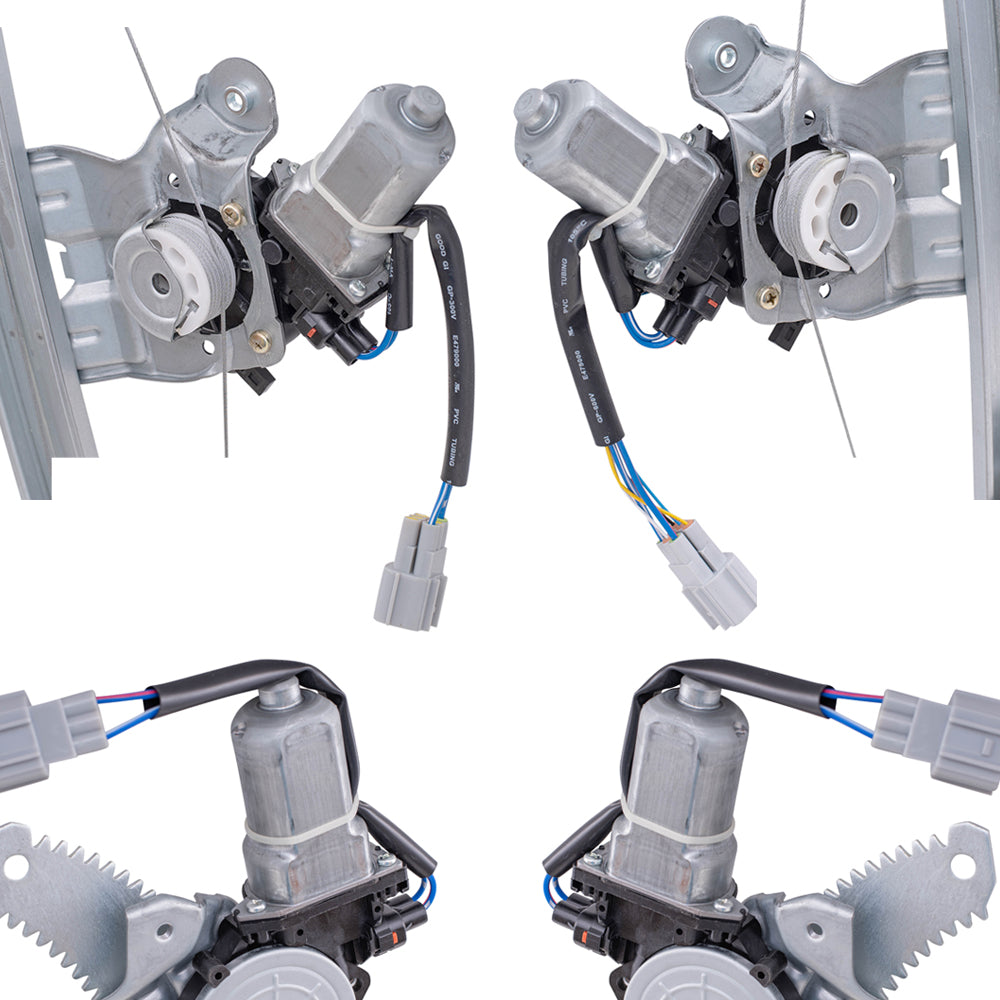 Brock Replacement Driver Left Passenger Right Front & Rear Power Window Regulator With Motor 4pc Set Compatible With 13-24 Nissan Leaf 20-23 Nissan Sentra