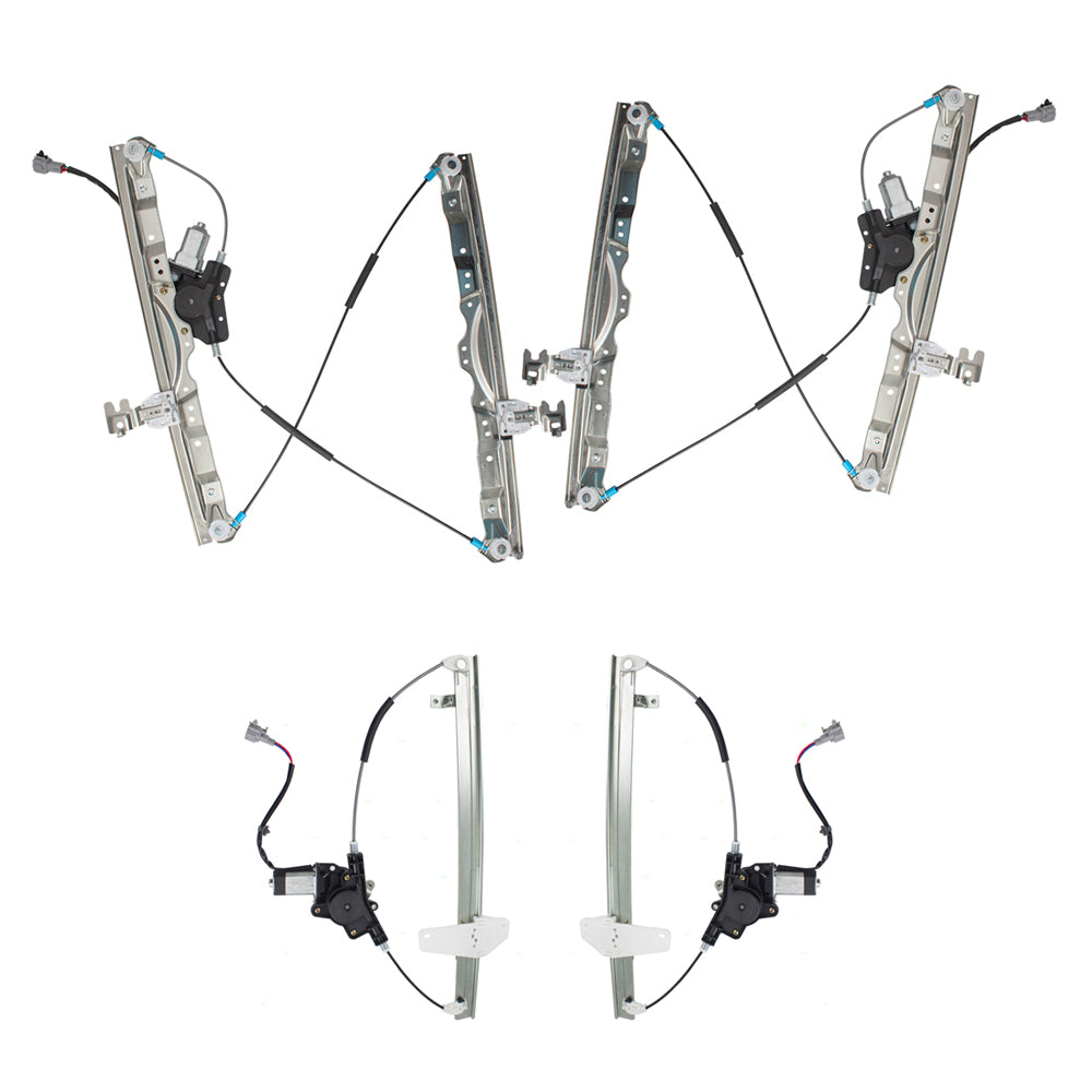 Brock Replacement Driver and Passenger Side Power Window Regulators with Motor 4 Piece Set Compatible with 2004-2015 Titan/ 2004 Pathfinder Armada/ 2005-2015 Armada