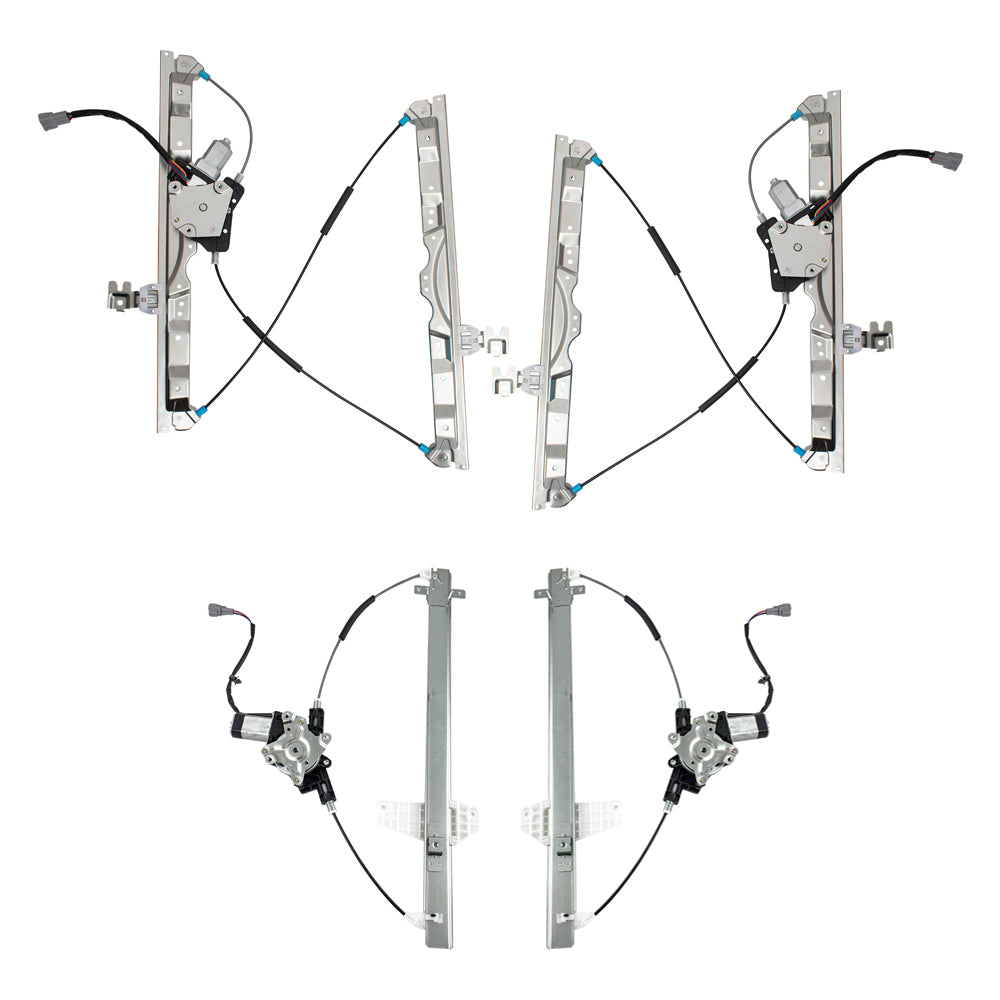 Brock Replacement Driver and Passenger Side Power Window Regulators with Motor 4 Piece Set Compatible with 2004-2015 Titan/ 2004 Pathfinder Armada/ 2005-2015 Armada