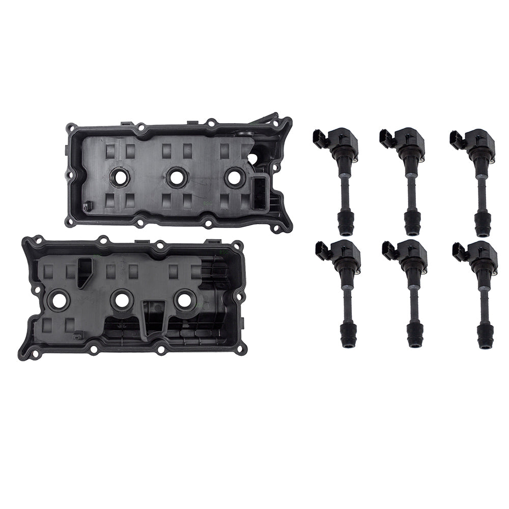 Brock Replacement Engine Valve Covers with 6 Ignition Coils Compatible with 03-06 FX35 G35 M35 350Z
