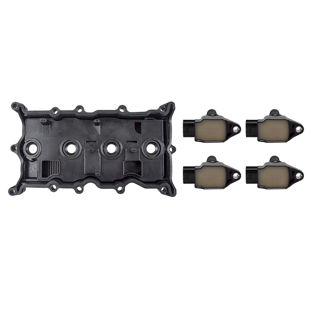 Brock Replacement Engine Valve Cover with 4 Ignition Coils Compatible with 07-12 Altima Sentra 2.5L