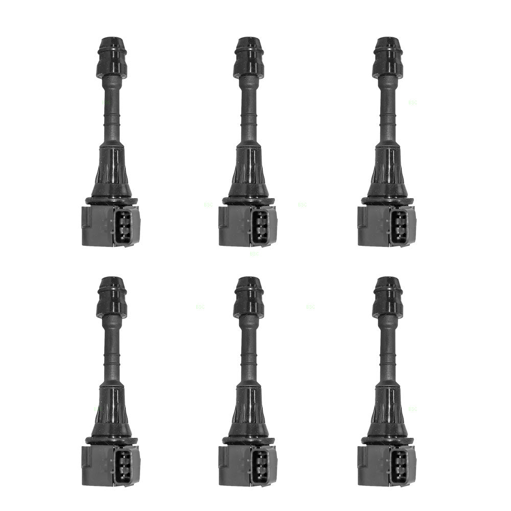 Brock Replacement for 6 Piece Set Ignition Spark Plug Coils Compatible with 02-08 Maxima Pickup Truck SUV 6 cyl 22448-8J11C 22433-8J11C