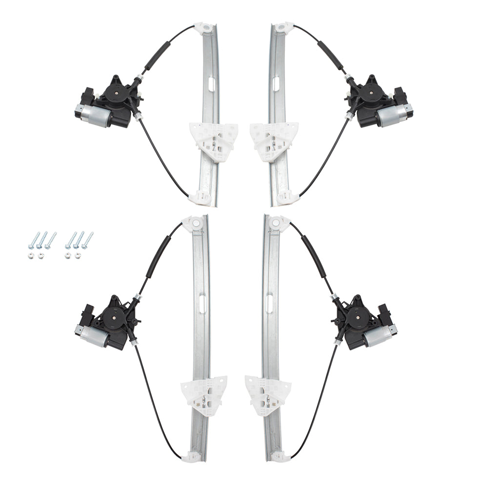 Brock Replacement Driver and Passenger Side Power Window Regulators with Motor 4 Piece Set Compatible with 2007-2015 Mazda CX-9