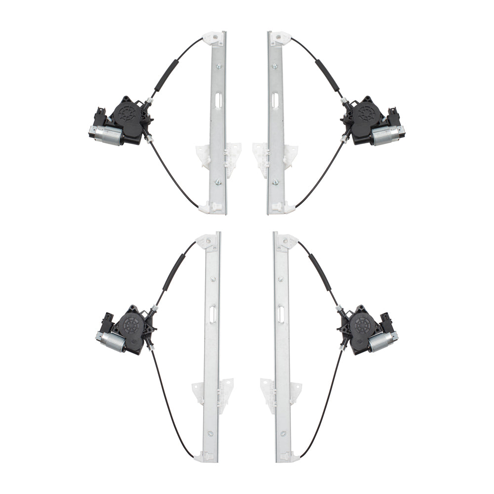 Brock Replacement Driver and Passenger Side Power Window Regulators with Motor 4 Piece Set Compatible with 2007-2015 Mazda CX-9